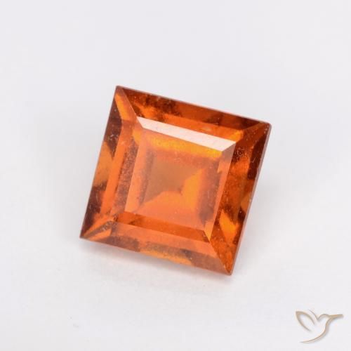 1.43 ct Orange Hessonite Garnet Stone, Natural Hessonite Garnet in Square Facet Shape for Sale