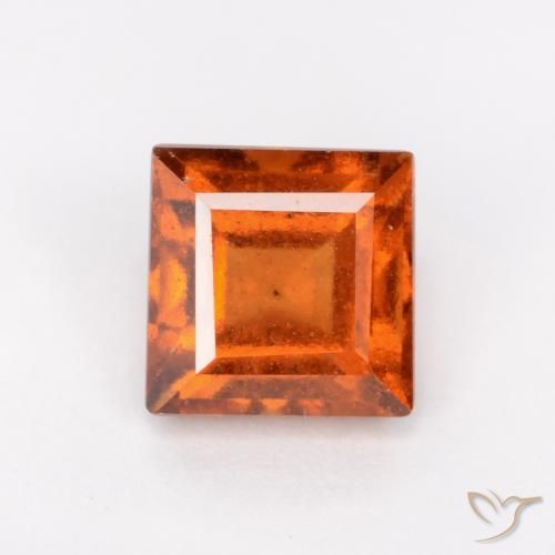 1.57ct Natural Deep Orange Hessonite Garnet, Square, VS-SI