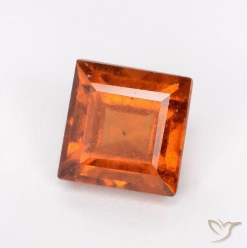 1.57 ct Orange Hessonite Garnet Stone, Natural Hessonite Garnet in Square Facet Shape for Sale
