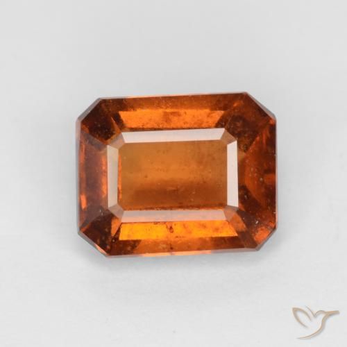 1.61 ct Orange Hessonite Garnet Gemstone, Hessonite Garnet Gem in Octagon Facet Shape for Sale.