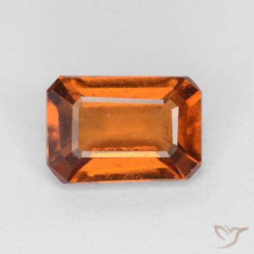 1.35ct Natural Deep Orange Hessonite Garnet, Emerald Cut, VS