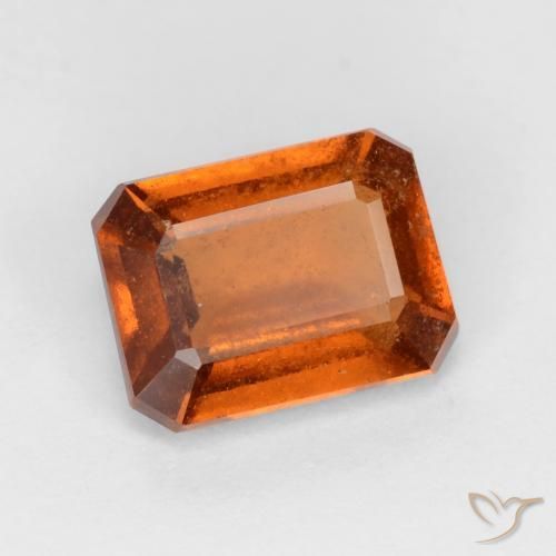 1.70ct Natural Medium-Dark Orange Hessonite Garnet, Emerald Cut, SI