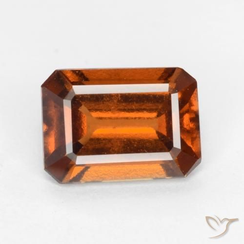 1.61ct Natural Deep Orange Hessonite Garnet, Emerald Cut, VS