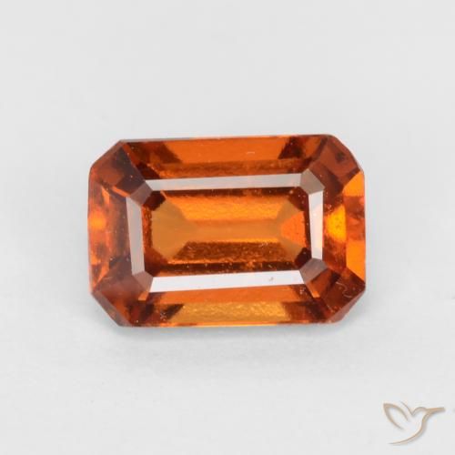 1.37ct Natural Medium-Dark Orange Hessonite Garnet, Emerald Cut, VS