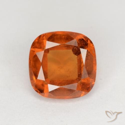 1.72ct Natural Amber Orange Hessonite Garnet, Cushion, VS-SI
