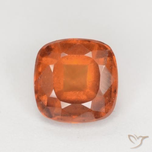 1.95ct Natural Medium Orange Hessonite Garnet, Cushion, VS-SI
