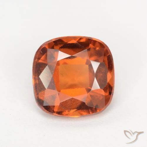 1.75ct Natural Deep Orange Hessonite Garnet, Cushion, VS