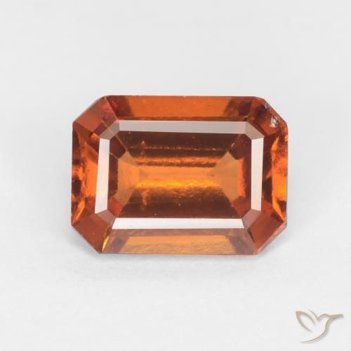 1.50ct Natural Medium-Dark Orange Hessonite Garnet, Emerald Cut, VS-SI