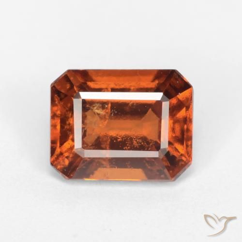 1.62ct Natural Deep Orange Hessonite Garnet, Emerald Cut, SI