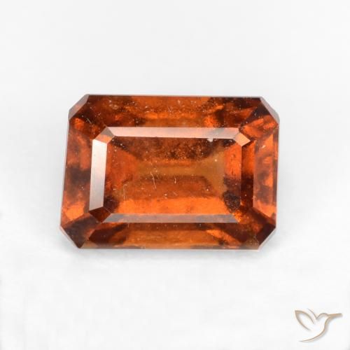 1.44ct Natural Deep Orange Hessonite Garnet, Emerald Cut, SI