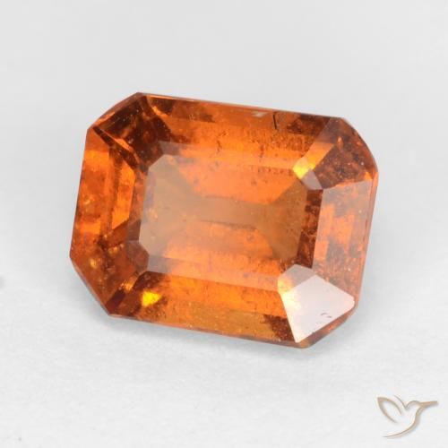 1.66 ct Orange Hessonite Garnet Stone, Natural Hessonite Garnet in Octagon Facet Shape for Sale