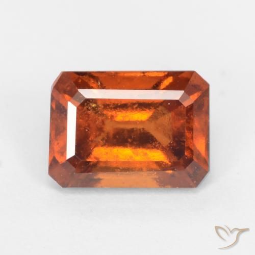 1.45ct Natural Amber Orange Hessonite Garnet, Emerald Cut, SI