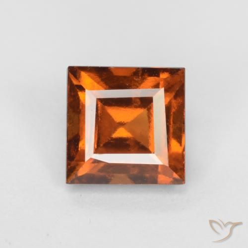 1.55ct Natural Deep Orange Hessonite Garnet, Square, VS-SI