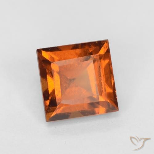 1.55 ct Orange Hessonite Garnet Stone, Natural Hessonite Garnet in Square Facet Shape for Sale