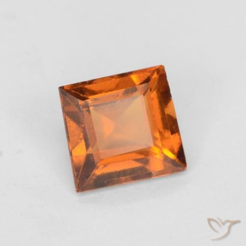 0.99 ct Orange Hessonite Garnet Stone, Natural Hessonite Garnet in Square Facet Shape for Sale