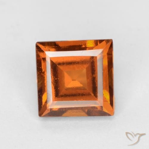 1.37ct Natural Deep Orange Hessonite Garnet, Square, VS