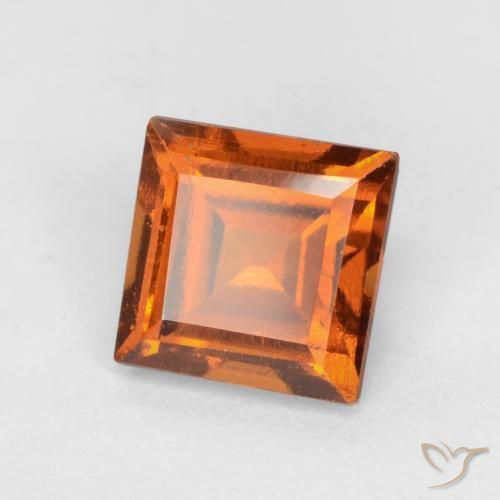 1.37 ct Orange Hessonite Garnet Stone, Natural Hessonite Garnet in Square Facet Shape for Sale