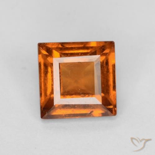 1.42ct Natural Deep Orange Hessonite Garnet, Square, SI