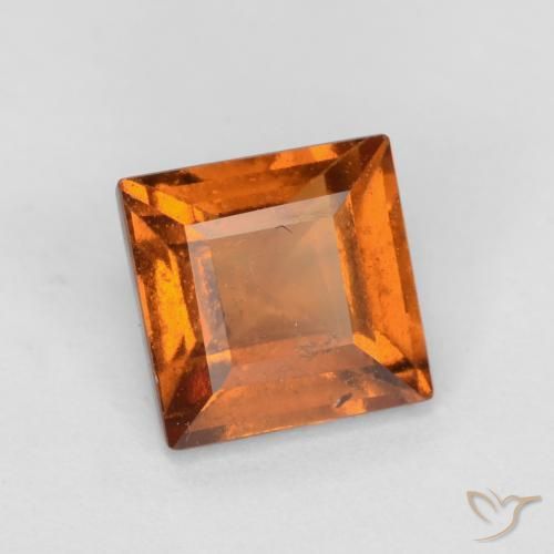 1.42 ct Orange Hessonite Garnet Stone, Natural Hessonite Garnet in Square Facet Shape for Sale