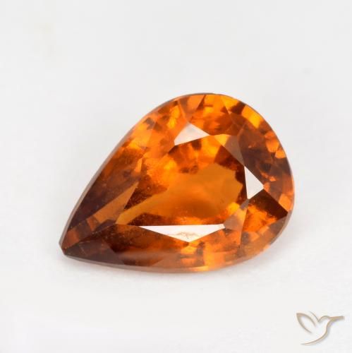 Medium-Dark Orange Hessonit-Granat Edelstein - 1.2ct Birnen Schliff (ID: 552986)