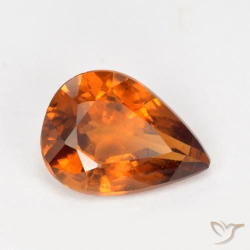 1.22 ct Orange Hessonite Garnet Stone, Natural Hessonite Garnet in Pear Facet Shape for Sale