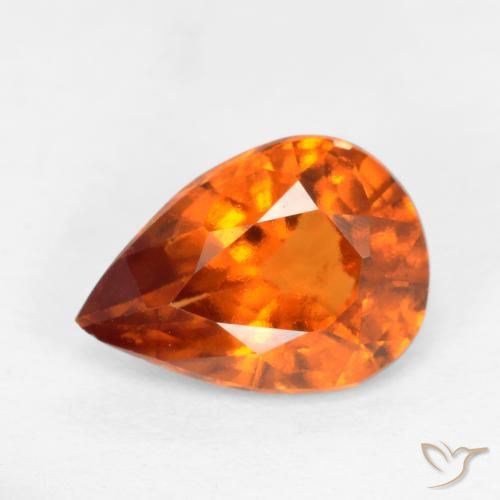 1.17ct Natural Medium-Dark Orange Hessonite Garnet, Pear Shape, VS-SI