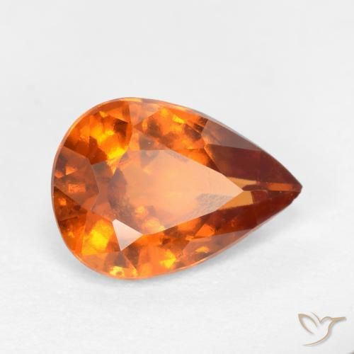 1.17 ct Orange Hessonite Garnet Stone, Natural Hessonite Garnet in Pear Facet Shape for Sale