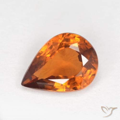 Medium-Dark Orange Hessonite Garnet Gem - 1.2ct Pear Facet (ID: 552989)