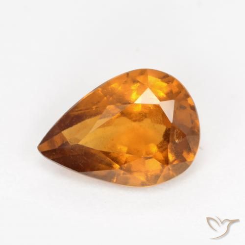 1.20ct Natural Medium Orange Hessonite Garnet, Pear Shape, VS-SI