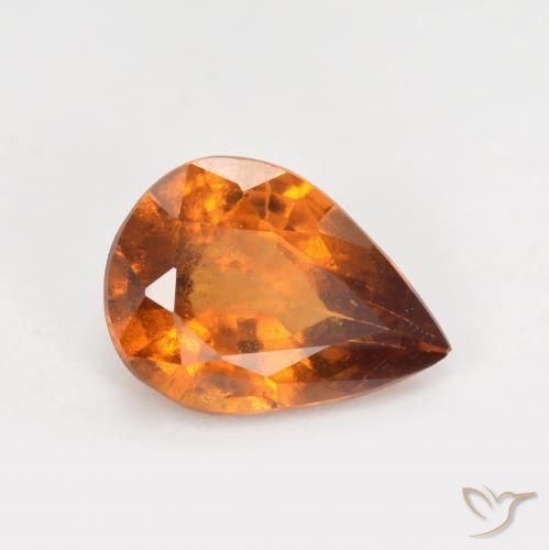 1.17 ct Orange Hessonite Garnet Stone, Natural Hessonite Garnet in Pear Facet Shape for Sale