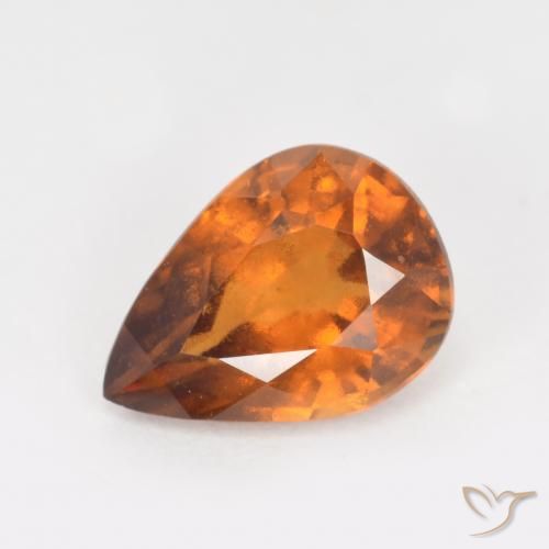 ダークオレンジ ヘソナイトガーネット 宝石 - 1.3ct ペアーファセット (ID: 552994)