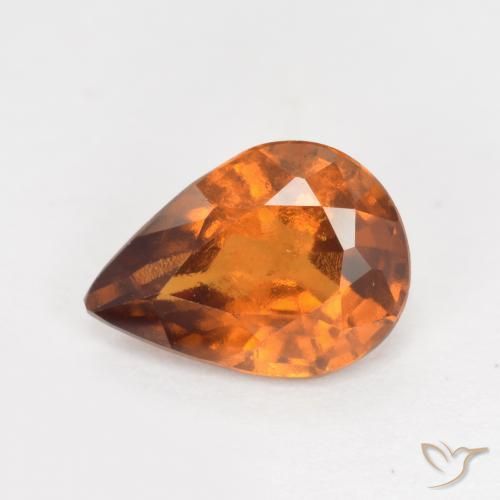 1.14ct Natural Medium-Dark Orange Hessonite Garnet, Pear Shape, VS-SI