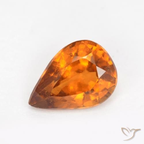 1.21 ct Orange Hessonite Garnet, 8 x 5.7 mm Pear Cut From Sri Lanka, Photo A