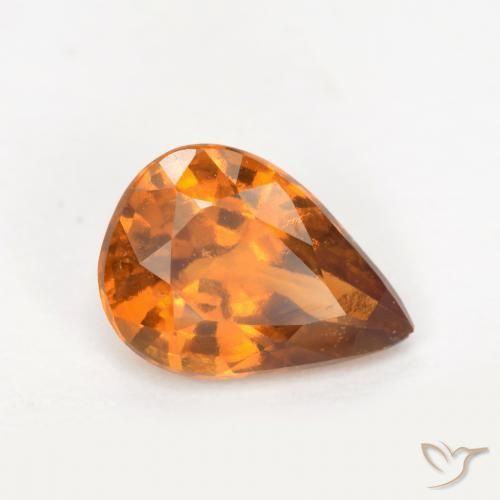 1.21 ct Orange Hessonite Garnet Stone, Natural Hessonite Garnet in Pear Facet Shape for Sale