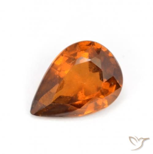 1.15ct Natural Medium-Dark Orange Hessonite Garnet, Pear Shape, VS-SI