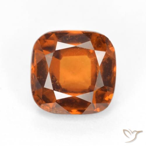 1.94ct Natural Medium Orange Hessonite Garnet, Cushion, VS