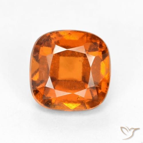 2.10ct Natural Medium Orange Hessonite Garnet, Cushion, VS