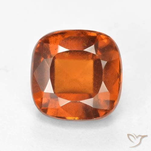 2.50ct Natural Deep Orange Hessonite Garnet, Cushion, VS