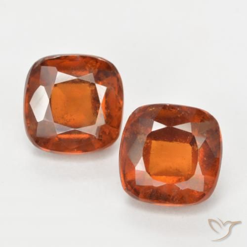 4.62 ct Orange Hessonite Garnet, 7.1 x 7.1 mm Cushion Cut From Sri Lanka, Photo A