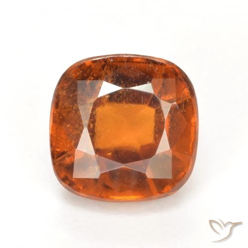 2.41ct Natural Deep Orange Hessonite Garnet, Cushion, VS-SI