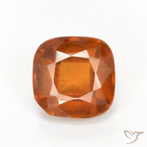Grenat Hessonite Orange Coussin 7 x 6,9mm du Sri Lanka, poids de 2,07 ct, pierre gemme naturelle Non traité de pureté vs-si, 1 pièce de grenat hessonite cushion-cut, couleur : Orange foncé, dureté de Mohs de 6.5 à 7.5 convient aux bijoux de tous les jours, pierre de sagesse, Photo A