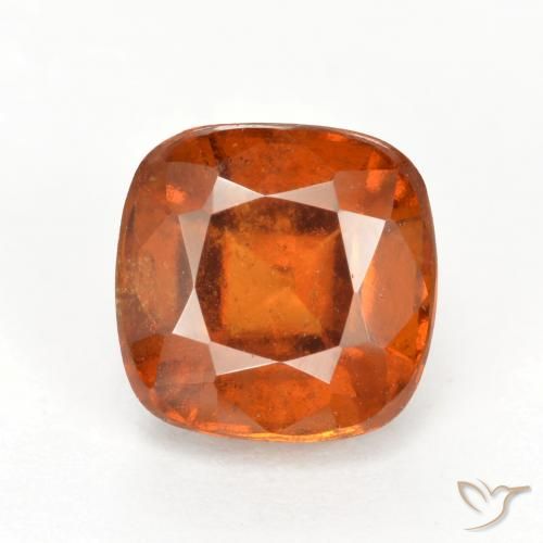 2.51ct Natural Amber Orange Hessonite Garnet, Cushion, VS-SI