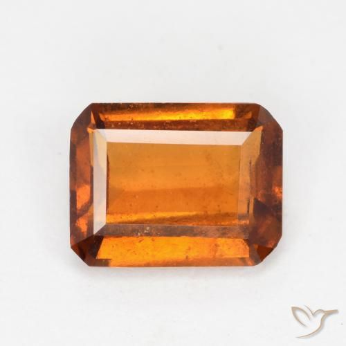 1.45ct Natural Deep Orange Hessonite Garnet, Emerald Cut, SI