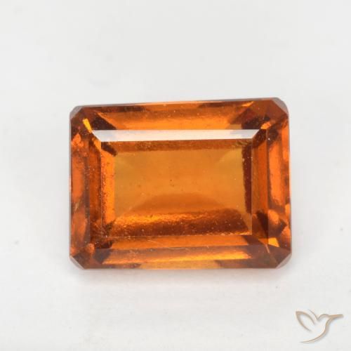 2.16ct Natural Medium Orange Hessonite Garnet, Emerald Cut, VS