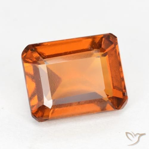2.12ct Natural Deep Orange Hessonite Garnet, Emerald Cut, VS