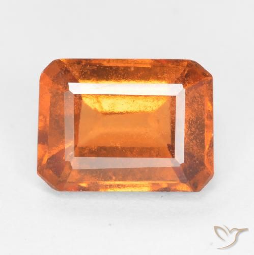 1.72ct Natural Amber Orange Hessonite Garnet, Emerald Cut, SI
