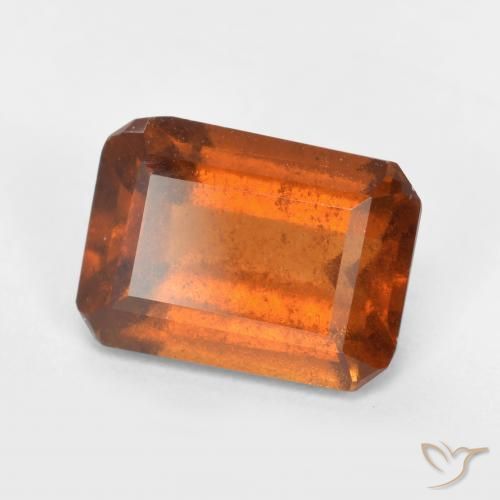 2.03ct Natural Deep Orange Hessonite Garnet, Emerald Cut, SI