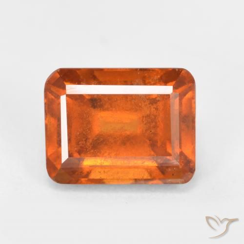 2.37ct Natural Medium Orange Hessonite Garnet, Emerald Cut, SI