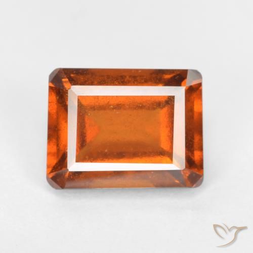 2.14ct Natural Medium-Dark Orange Hessonite Garnet, Emerald Cut, SI