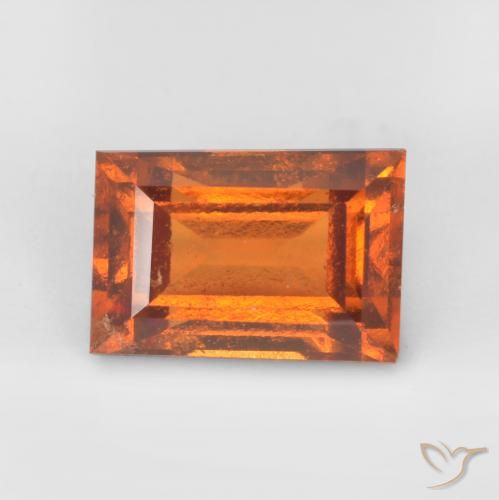 1.32 ct Orange Hessonite Garnet Stone, Natural Hessonite Garnet in Baguette Facet Shape for Sale